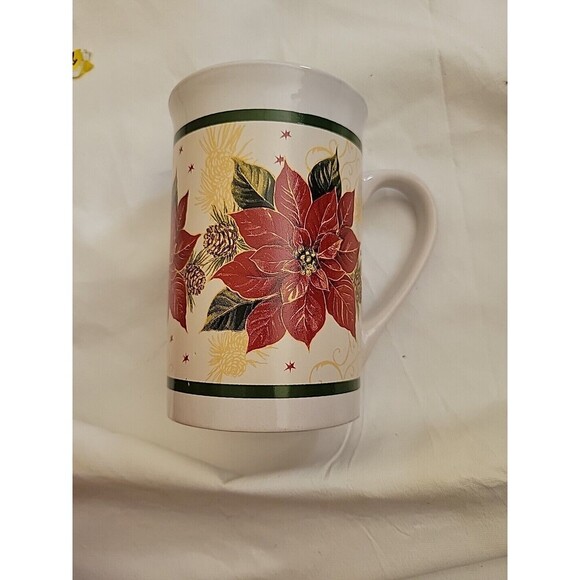 Royal Norfolk Poinsettia Coffee Mug Christmas Dishwasher Microwave Save - Picture 2 of 6